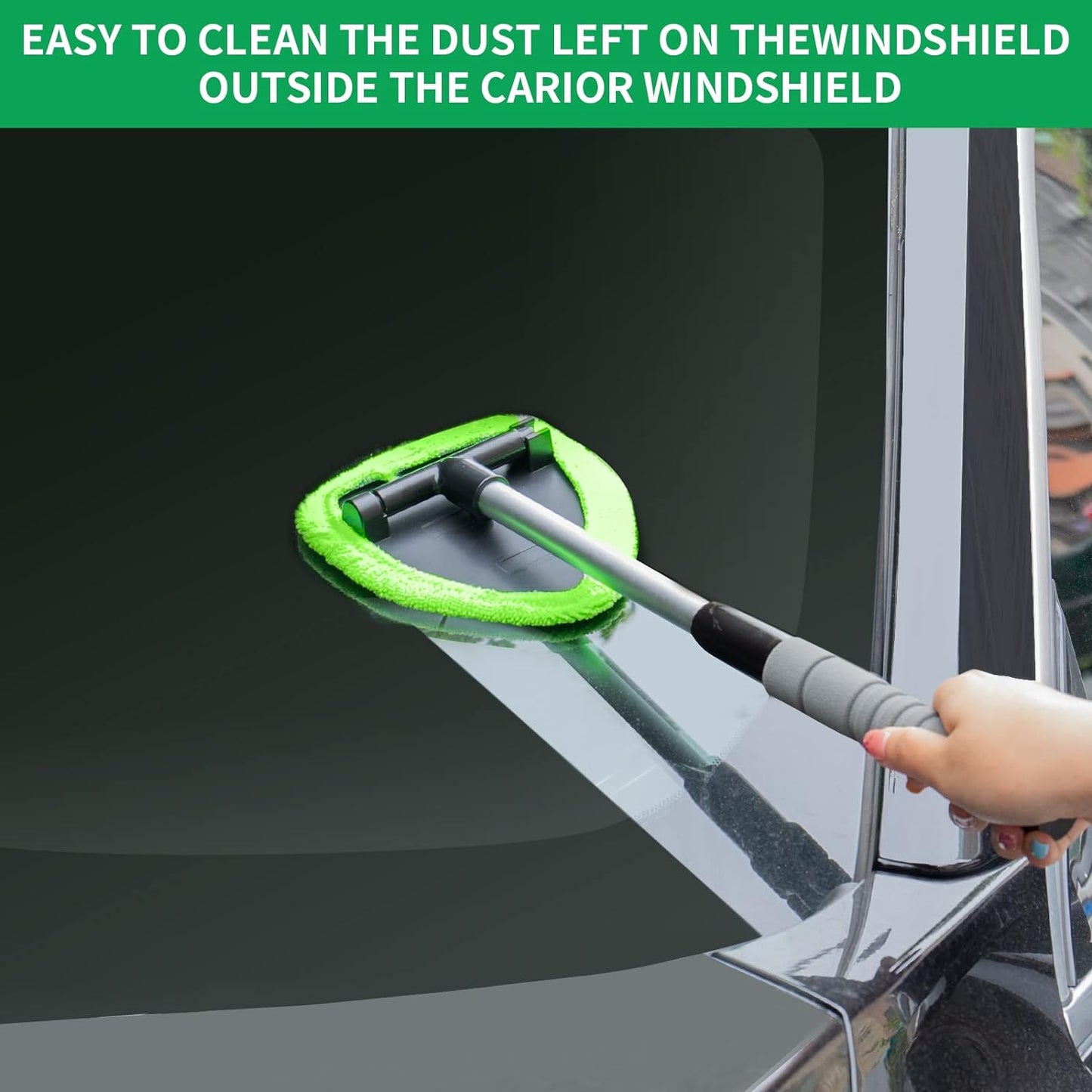 🔥 Windshield Cleaning Tool, Microfiber Car Window Cleaner with 3 Reusable and Washable Microfiber Pads and Extendable Handle