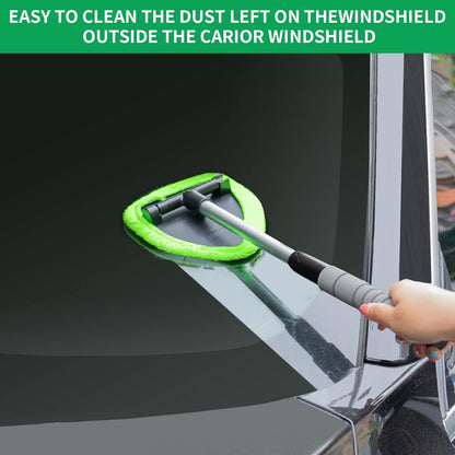 🔥 Windshield Cleaning Tool, Microfiber Car Window Cleaner with 3 Reusable and Washable Microfiber Pads and Extendable Handle