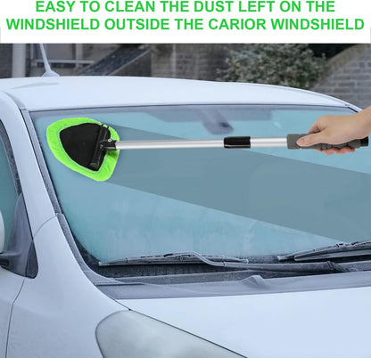 🔥 Windshield Cleaning Tool, Microfiber Car Window Cleaner with 3 Reusable and Washable Microfiber Pads and Extendable Handle