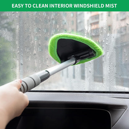 🔥 Windshield Cleaning Tool, Microfiber Car Window Cleaner with 3 Reusable and Washable Microfiber Pads and Extendable Handle