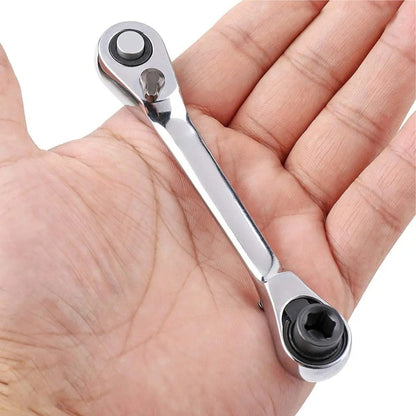 ✨Last Day 49% OFF - 1/4 Inch Mini Double Headed Ratchet Wrench Silver 72-Tooth 5° Quick Release Drive Socket Tool