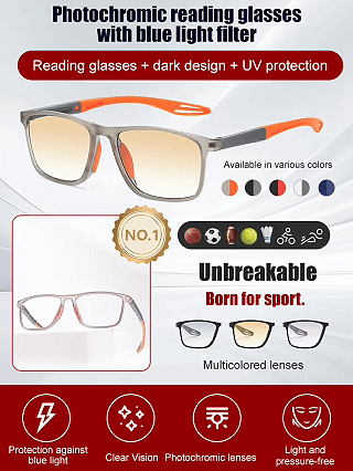 👓Sports-style 2-in-1 UV-protective photochromic reading glasses