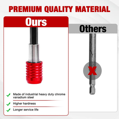 Drill Bit Extension Set 4 Pcs, Magnetic 1/4" Hex Quick Release Bit Holder, 2/4/6/12" Sizes, CR-V Steel for Impact Driver & Screwdriver Bits