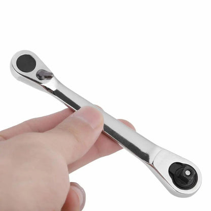 ✨Last Day 49% OFF - 1/4 Inch Mini Double Headed Ratchet Wrench Silver 72-Tooth 5° Quick Release Drive Socket Tool