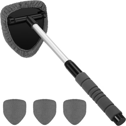 🔥 Windshield Cleaning Tool, Microfiber Car Window Cleaner with 3 Reusable and Washable Microfiber Pads and Extendable Handle