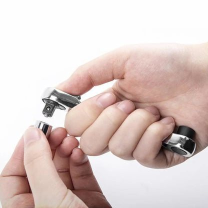 ✨Last Day 49% OFF - 1/4 Inch Mini Double Headed Ratchet Wrench Silver 72-Tooth 5° Quick Release Drive Socket Tool